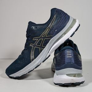 Asics Womens Gel Kayano 28 1012B046 Blue Gold Running Shoes Sneakers Size 9